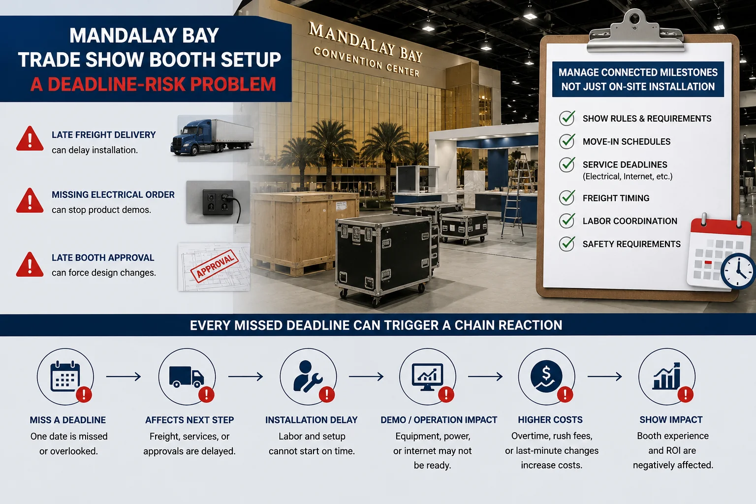 Mandalay Bay trade show booth setup deadline and move-in planning